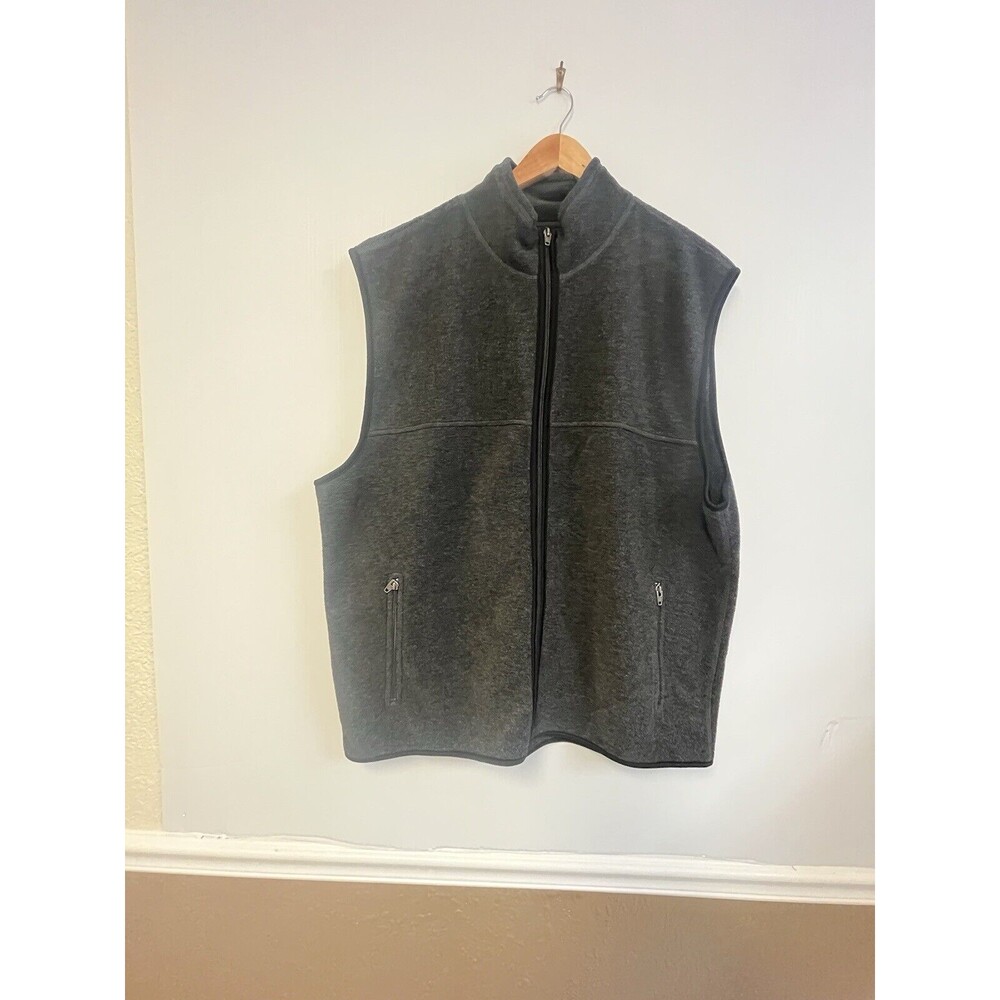 Gap Mens XXL Sleeveless Full Zip Up Outdoor Mock Neck Vest Charcoal